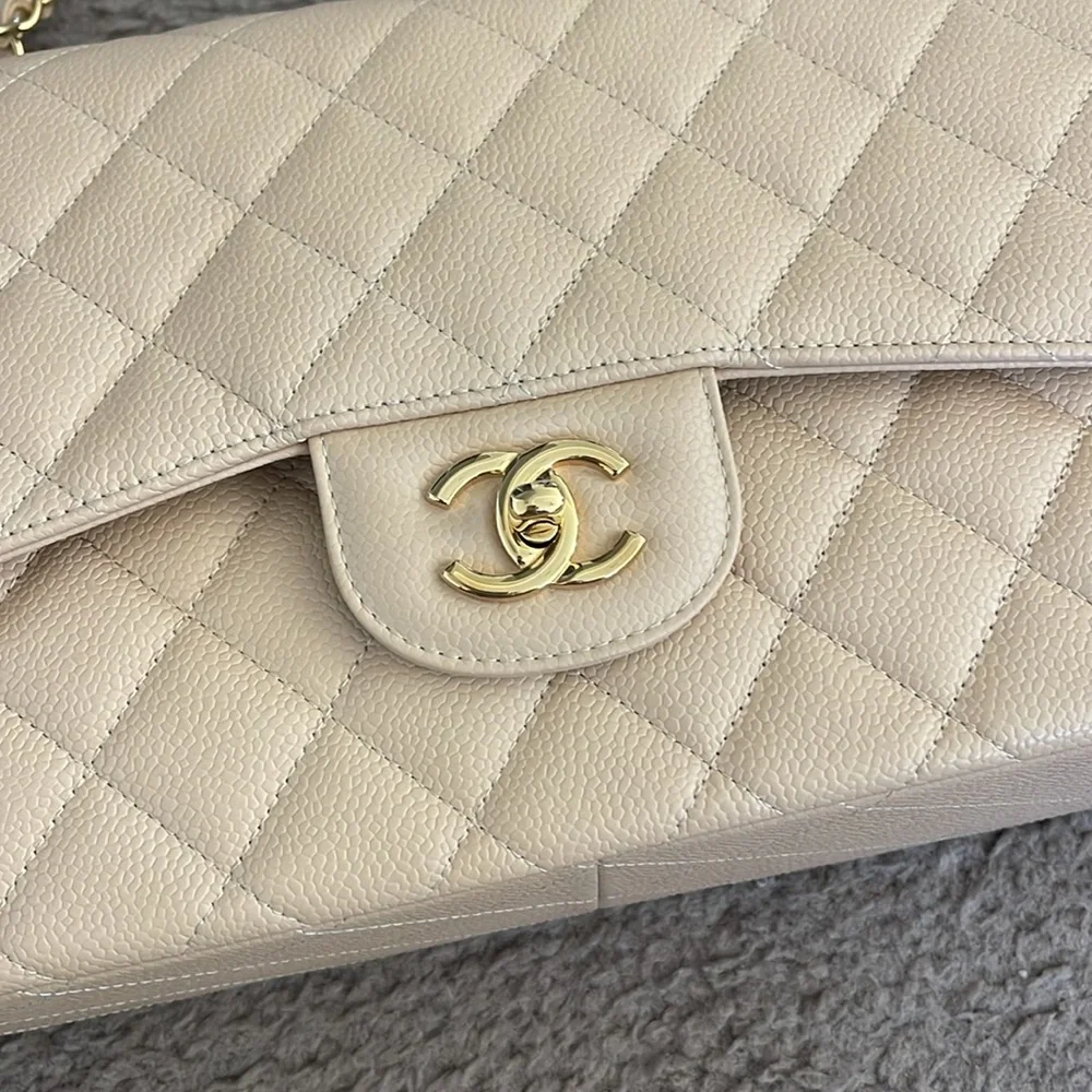 New‎ in Box Chanel Jumbo Classic Flap - Rose Clair Caviar with Gold Hardware